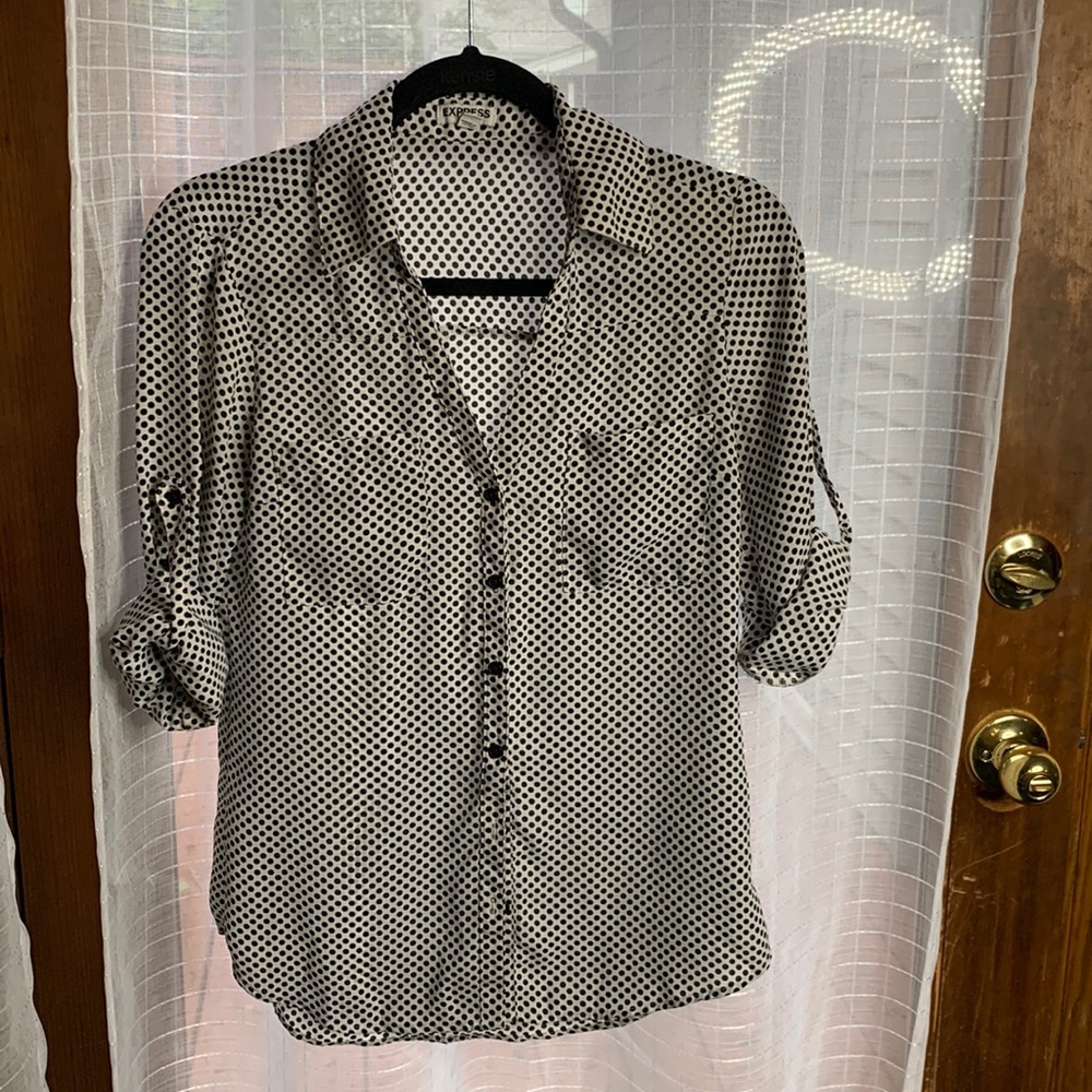 Express Portofonio Slim fit Button front shirt xs polka dot